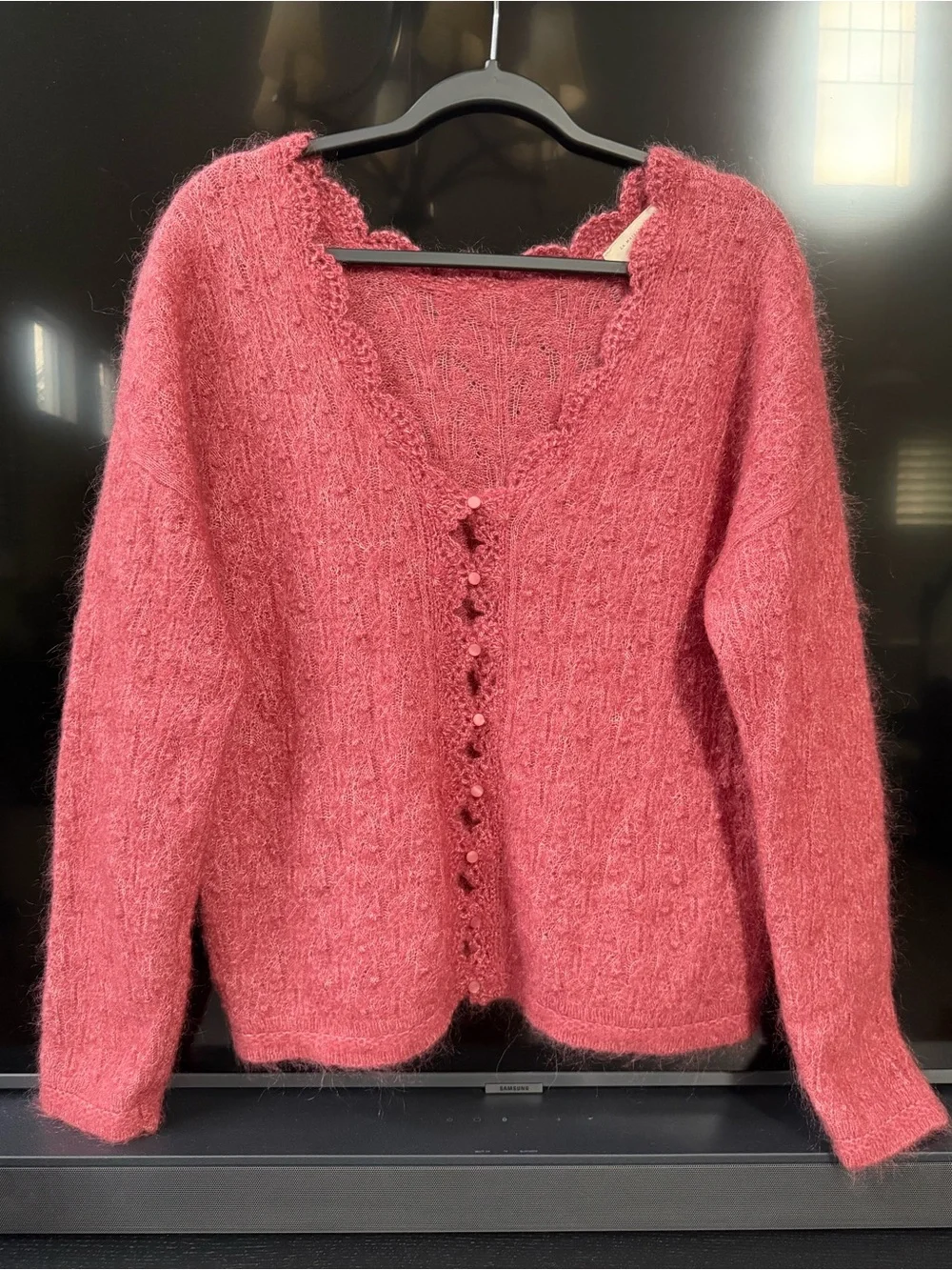 Suzanne ANAELLE CARDIGAN in rosewood Cropped Mohair Blend Cardigan